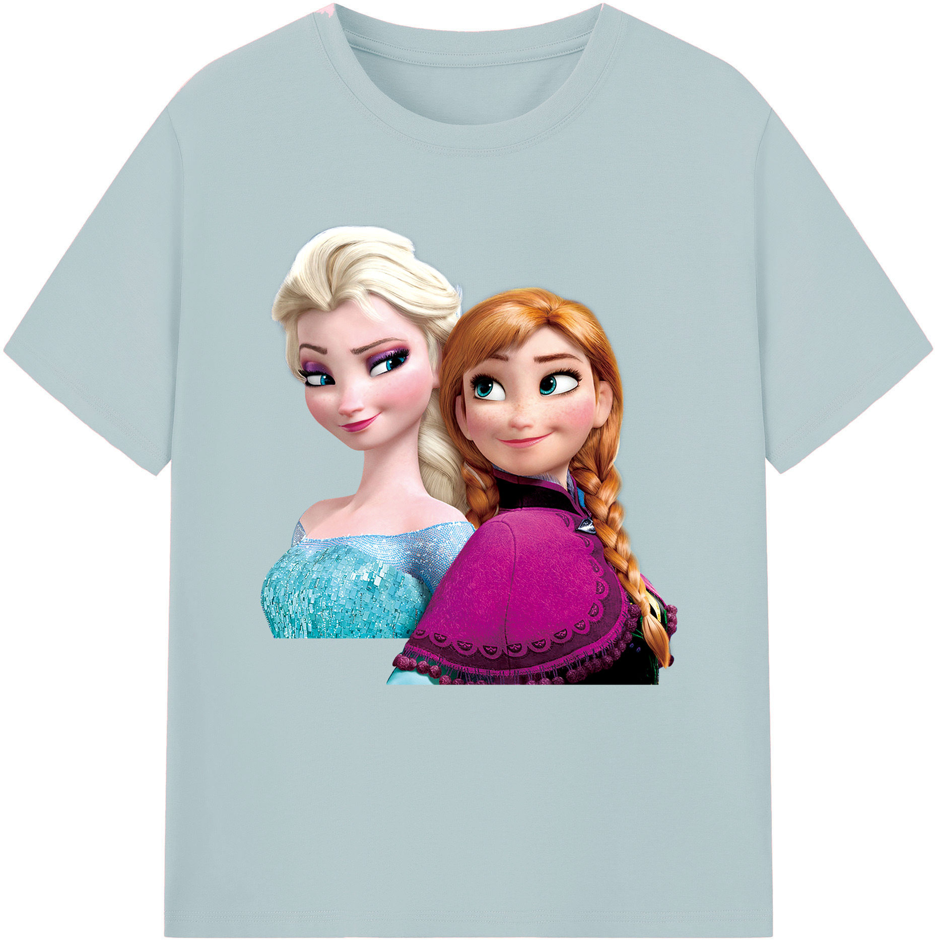 （画像用） アナと雪の女王 アンナ エルサ Frozen Anna Elsa 綿100％半袖Tシャツ（フロントプリント）